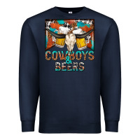 Navy cowboys and beers Premium Sweatshirt - NancyCooperArtShop