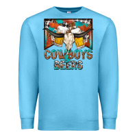 Ocean Blue cowboys and beers Premium Sweatshirt - NancyCooperArtShop