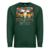 Sports Green cowboys and beers Premium Sweatshirt - NancyCooperArtShop