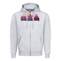 Heather Grey Mardi gras farm trucks Zipper Hoodie - FaDigitalArtStudio