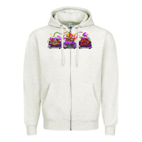 Oatmeal Heather Mardi gras farm trucks Zipper Hoodie - FaDigitalArtStudio