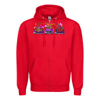 Red Mardi gras farm trucks Zipper Hoodie - FaDigitalArtStudio