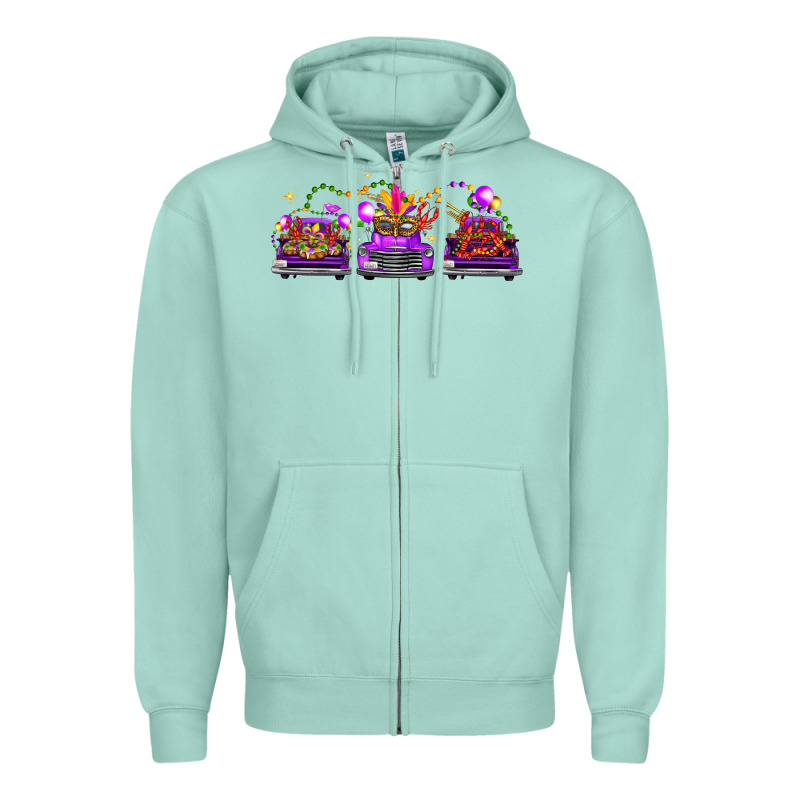 Mardi Gras Farm Trucks Zipper Hoodie by FaDigitalArtStudio | Teevron
