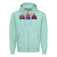 Seafoam Mardi gras farm trucks Zipper Hoodie - FaDigitalArtStudio
