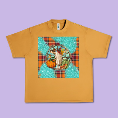 Fall Bull Skull Urban Heavy Tee Designed By Barkaloodesign