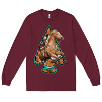 Burgundy arrowhead horse, Long Sleeve Tee - RanaPortraitStore