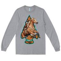 Heather Grey arrowhead horse, Long Sleeve Tee - RanaPortraitStore