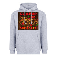 Heather Grey el amor se comparte with churros Heavyweight Hoodie - AdoDesignShop