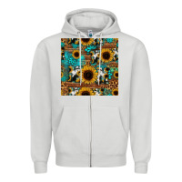 Dove Grey sunflower cowhide mom seamless pattern Zipper Hoodie - HRA Design Shop