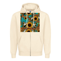 Sandshell sunflower cowhide mom seamless pattern Zipper Hoodie - HRA Design Shop