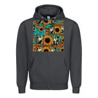 Smoke sunflower cowhide mom seamless pattern Zipper Hoodie - HRA Design Shop