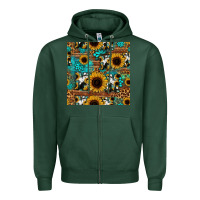 Sports Green sunflower cowhide mom seamless pattern Zipper Hoodie - HRA Design Shop