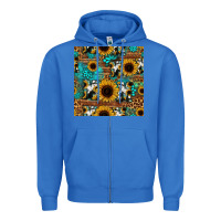 True Royal sunflower cowhide mom seamless pattern Zipper Hoodie - HRA Design Shop