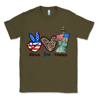 Army Green Peace love america 4th of july Classic Tee - CowGirlArtShop