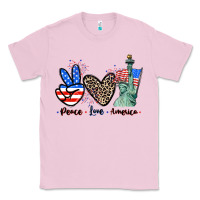 Bubblegum Pink Peace love america 4th of july Classic Tee - CowGirlArtShop
