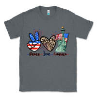 Charcoal Heather Peace love america 4th of july Classic Tee - CowGirlArtShop