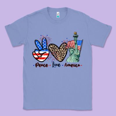 Peace Love America 4th Of July Classic Tee Designed By Cowgirlartshop