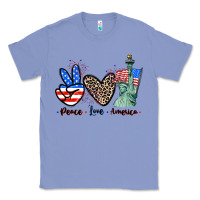 Colony Blue Peace love america 4th of july Classic Tee - CowGirlArtShop