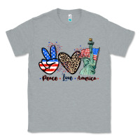 Heather Grey Peace love america 4th of july Classic Tee - CowGirlArtShop
