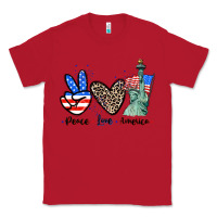 Red Peace love america 4th of july Classic Tee - CowGirlArtShop