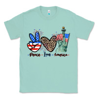 Seafoam Peace love america 4th of july Classic Tee - CowGirlArtShop