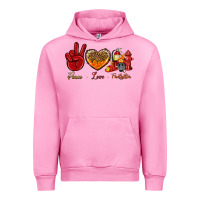 Fuchsia Pink Peace Love Firefighter Urban Hoodie - BundleAndBundleShop