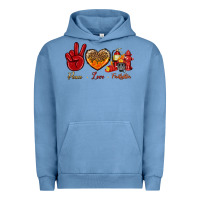 Pigment Pebble Blue Peace Love Firefighter Urban Hoodie - BundleAndBundleShop