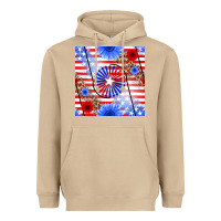 Mushroom patriotic usa flag and sunflower Heavyweight Hoodie - BundleAndBundleShop