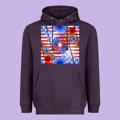 Patriotic Usa Flag And Sunflower Heavyweight Hoodie Designed By Bundleandbundleshop