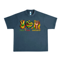 Midnight Navy peace love juneteenth Urban Heavy Tee - texasbilliewilder