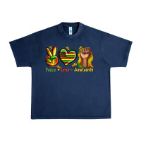 Navy peace love juneteenth Urban Heavy Tee - texasbilliewilder
