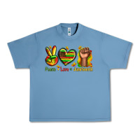 Pebble Blue peace love juneteenth Urban Heavy Tee - texasbilliewilder