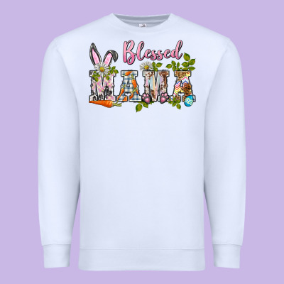Blessed Mama Easter Premium Sweatshirt Designed By Barkaloodesign