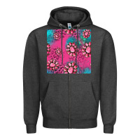 Charcoal Heather pink turquoise gemstoes seamless pattern Zipper Hoodie - HRA Design Shop