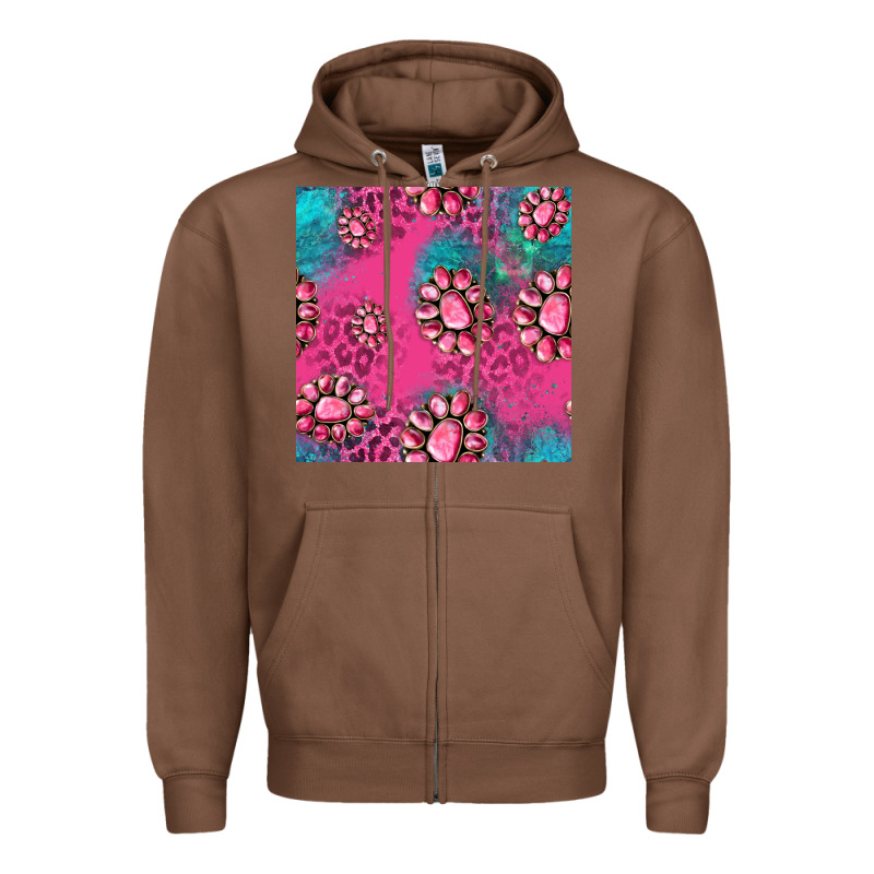 Pink Turquoise Gemstoes Seamless Pattern Zipper Hoodie by HRA Design Shop | Teevron
