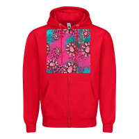 Red pink turquoise gemstoes seamless pattern Zipper Hoodie - HRA Design Shop