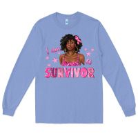 Colony Blue I Am a Survivor Breast Cancer with Afro Woman Long Sleeve Tee - texasbilliewilder