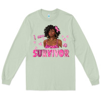 Matcha I Am a Survivor Breast Cancer with Afro Woman Long Sleeve Tee - texasbilliewilder