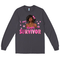 Smoke I Am a Survivor Breast Cancer with Afro Woman Long Sleeve Tee - texasbilliewilder