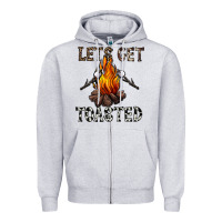 Heather Grey lets get toasted Zipper Hoodie - CowhideDigitalArt