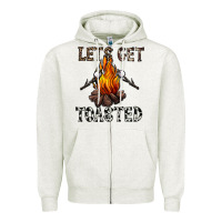 Oatmeal Heather lets get toasted Zipper Hoodie - CowhideDigitalArt