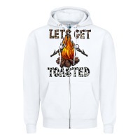 White lets get toasted Zipper Hoodie - CowhideDigitalArt