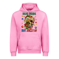 Fuchsia Pink Dead Inside But Jolly Af Urban Hoodie - BundleAndBundleShop