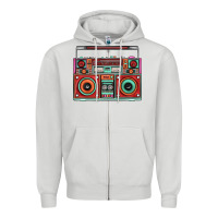 Dove Grey Boombox Zipper Hoodie - FaDigitalArtStudio