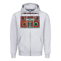 Heather Grey Boombox Zipper Hoodie - FaDigitalArtStudio