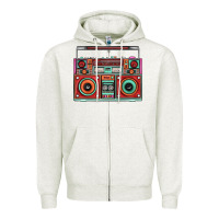 Oatmeal Heather Boombox Zipper Hoodie - FaDigitalArtStudio