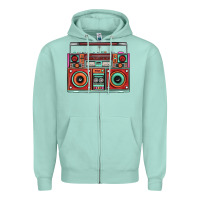 Seafoam Boombox Zipper Hoodie - FaDigitalArtStudio