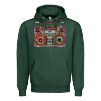 Sports Green Boombox Zipper Hoodie - FaDigitalArtStudio