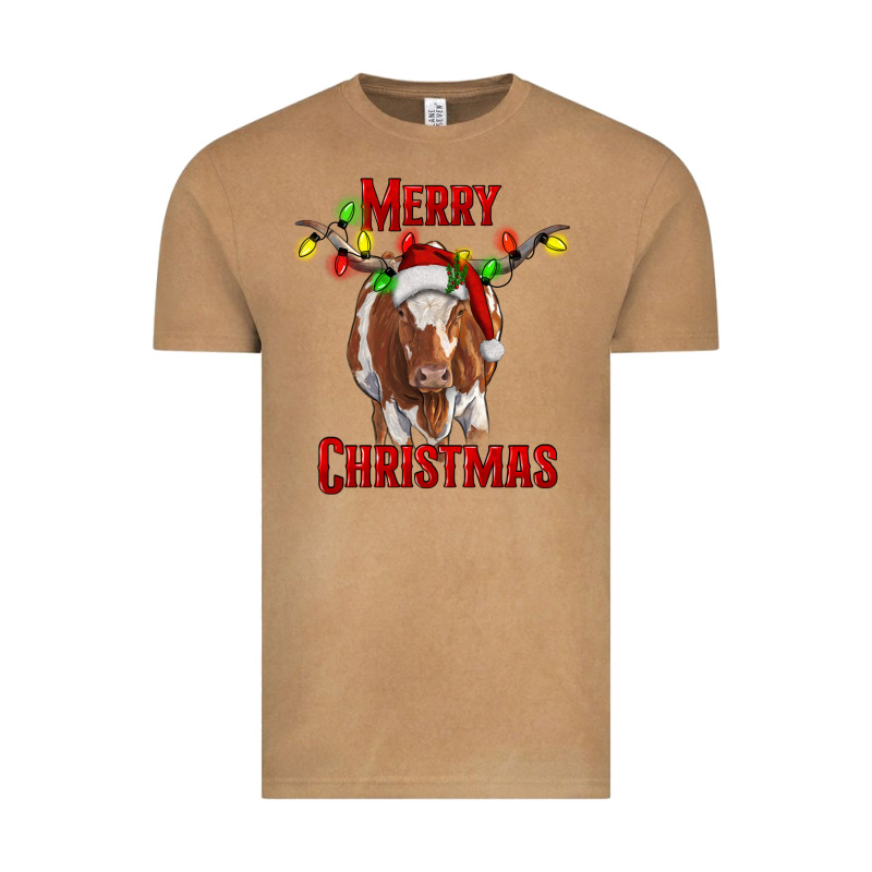 Merry Christmas Longhorn Cow Vintage Tee by RanaPortraitStore | Teevron