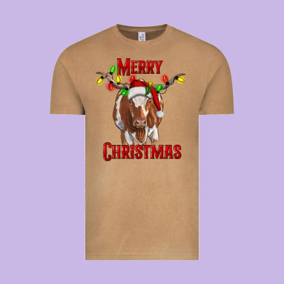 Vintage Tee Merry Christmas Longhorn Cow